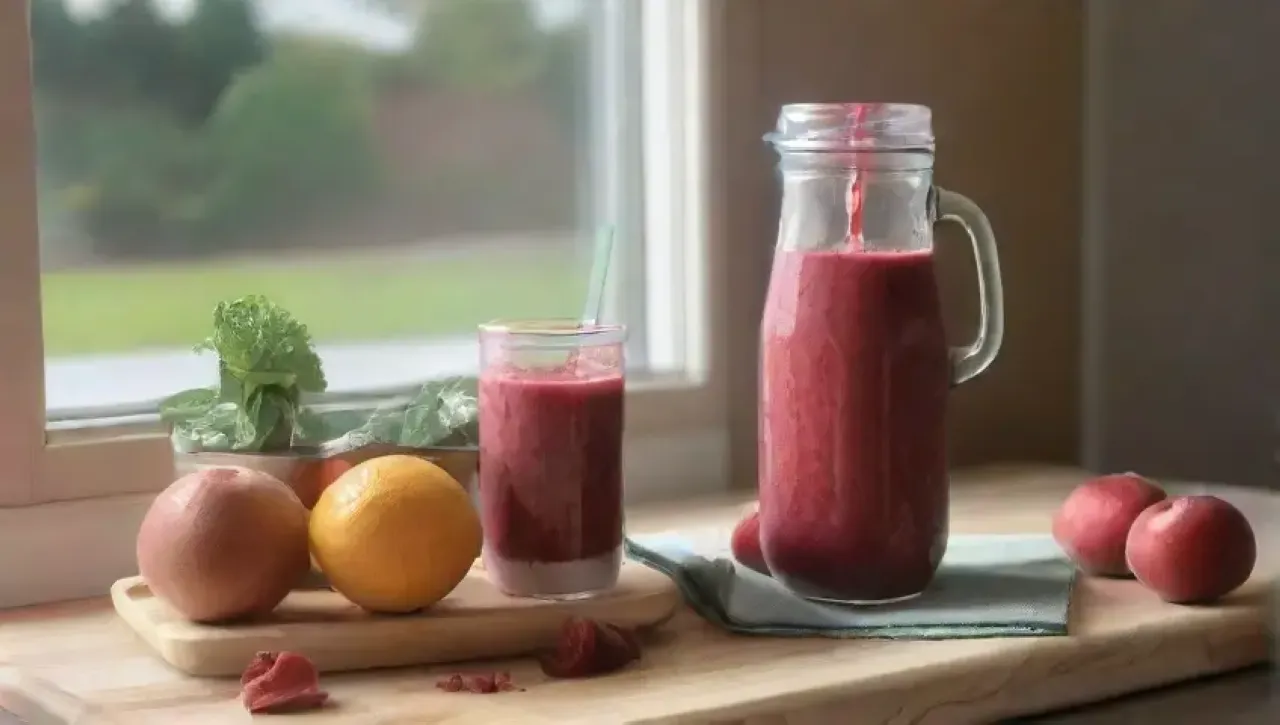 Un colorido batido saludable en una cocina alegre y luminosa