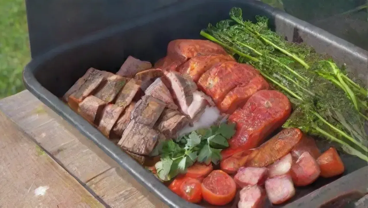 Una barbacoa vibrante con amigos, deliciosa carne y risas en el aire