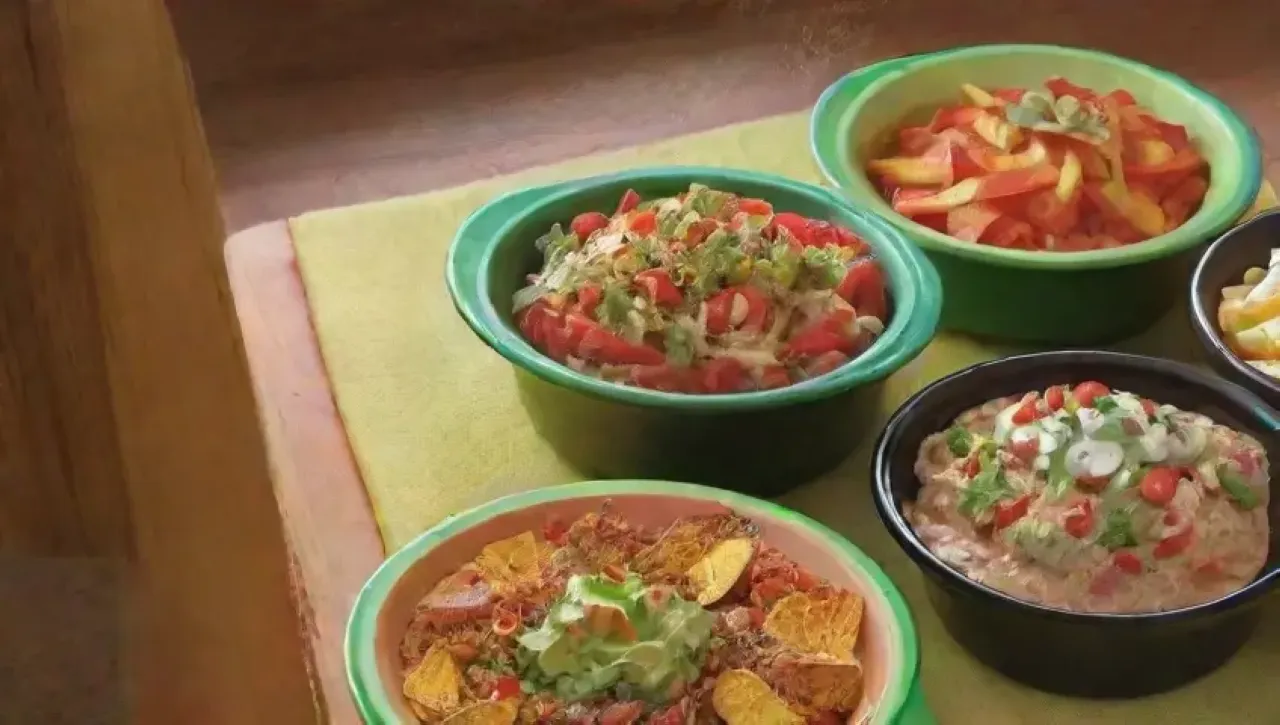 Una mesa colorida y acogedora llena de aperitivos listos para disfrutar