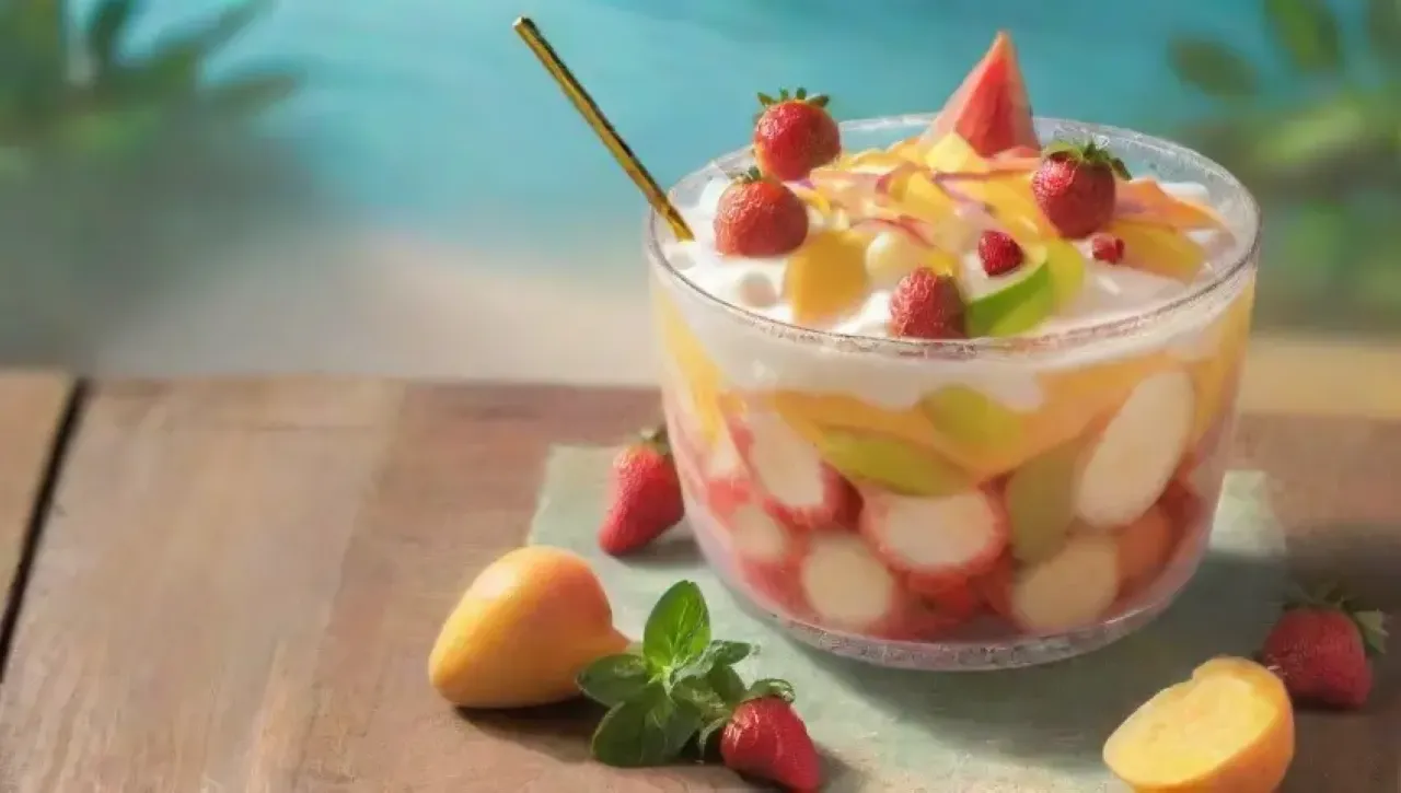 Un refrescante cóctel de frutas vibrantes y aromas tropicales