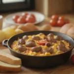 Cocina luminosa con ingredientes deliciosos y un ambiente acogedor