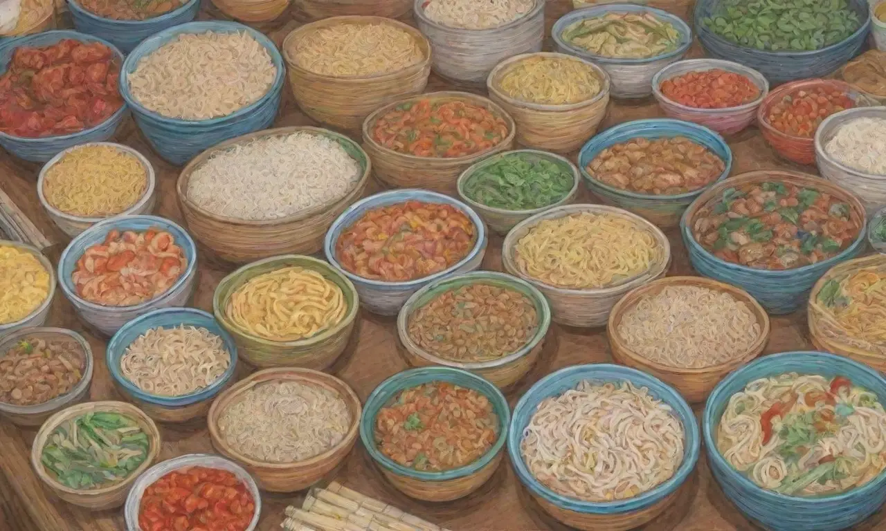 Esenciales vietnamitas: fideos, arroz, ingredientes coloridos y texturas vibrantes