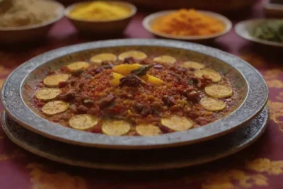 Comida colorida y sabrosa en un ambiente festivo y acogedor