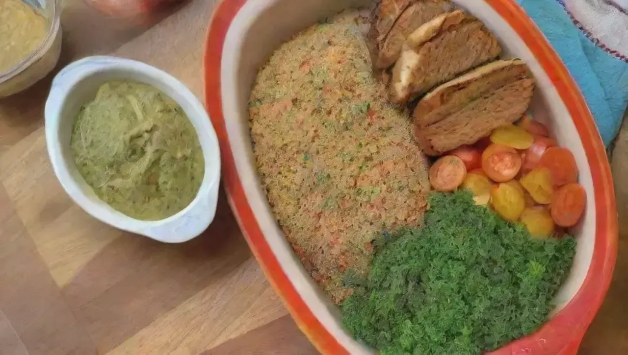 Cocina luminosa y acogedora con comida deliciosa y momentos felices en familia