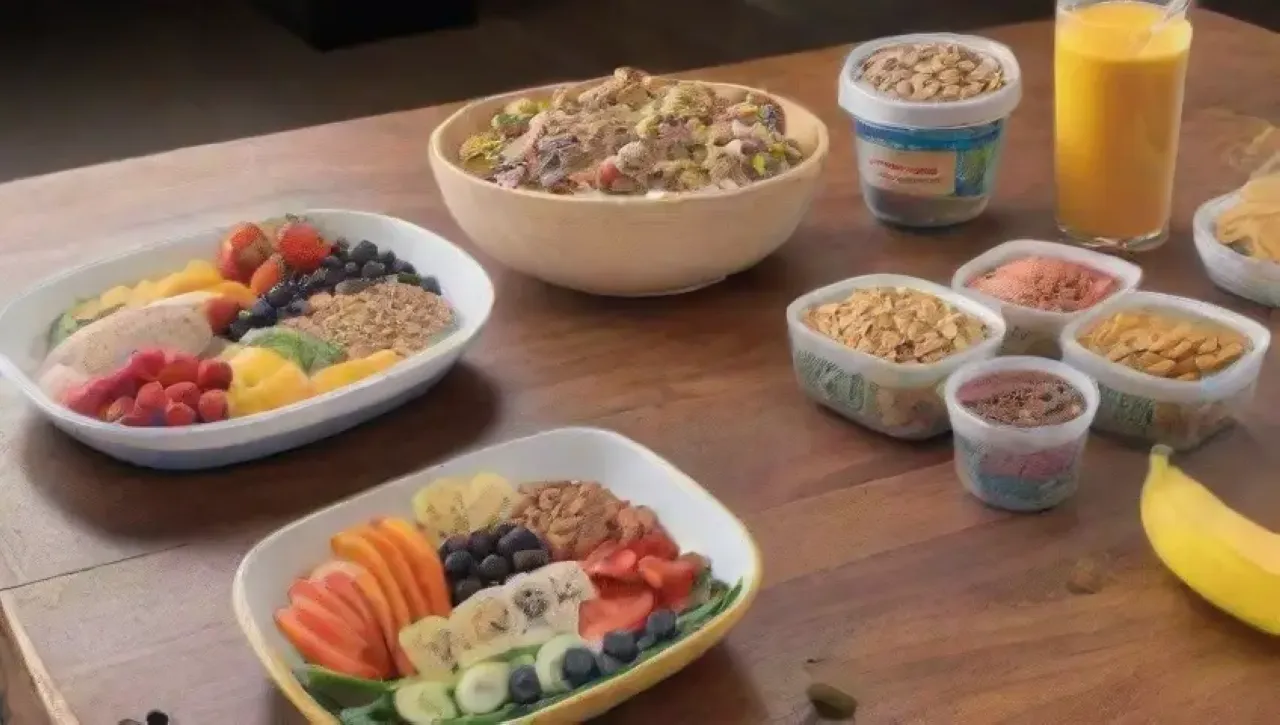 Un estilo de vida saludable se refleja en alimentos vibrantes, actividad física y planificación nutricional