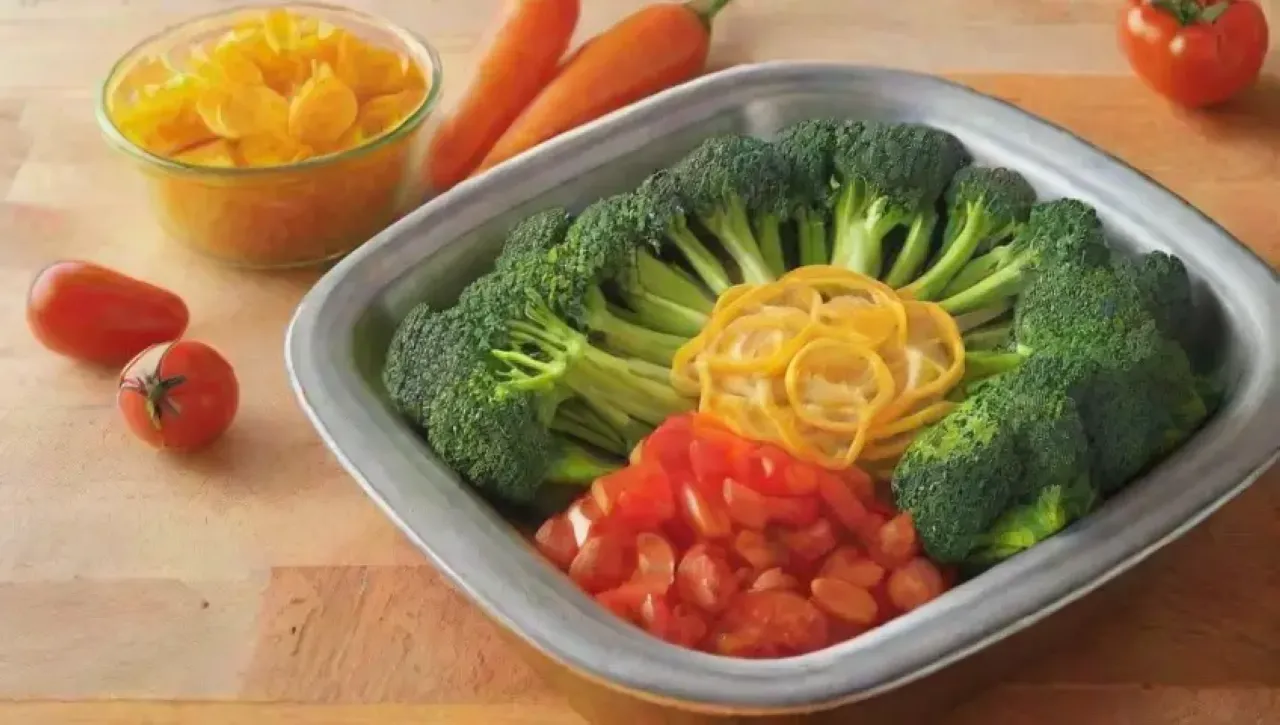 Ingredientes frescos y coloridos dispuestos en una cocina rústica