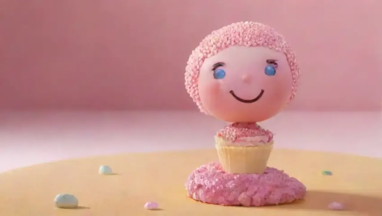 Un pastelito vibrante y alegre en un ambiente cálido y festivo