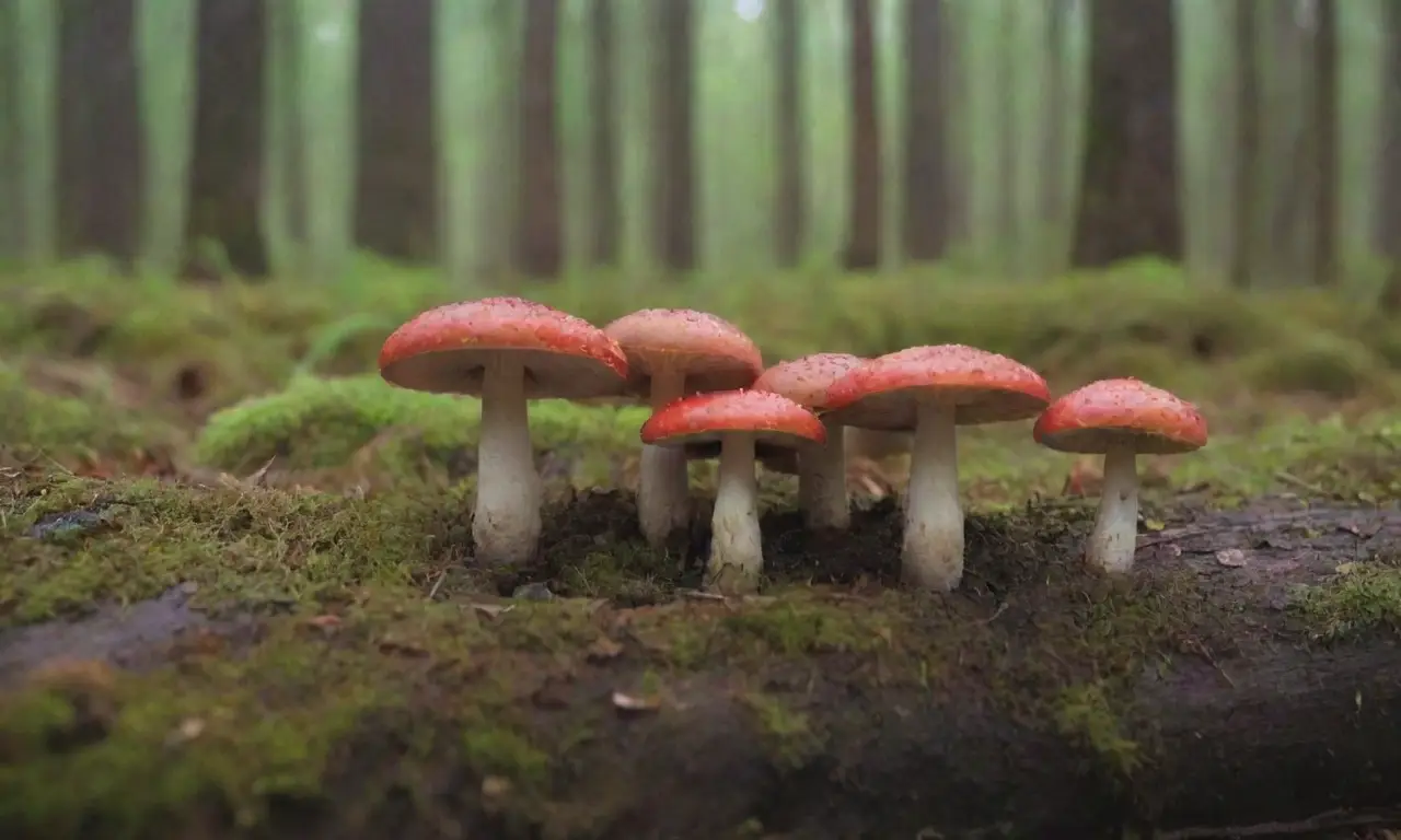 Ilustraciones detalladas de setas coloridas en bosques letones