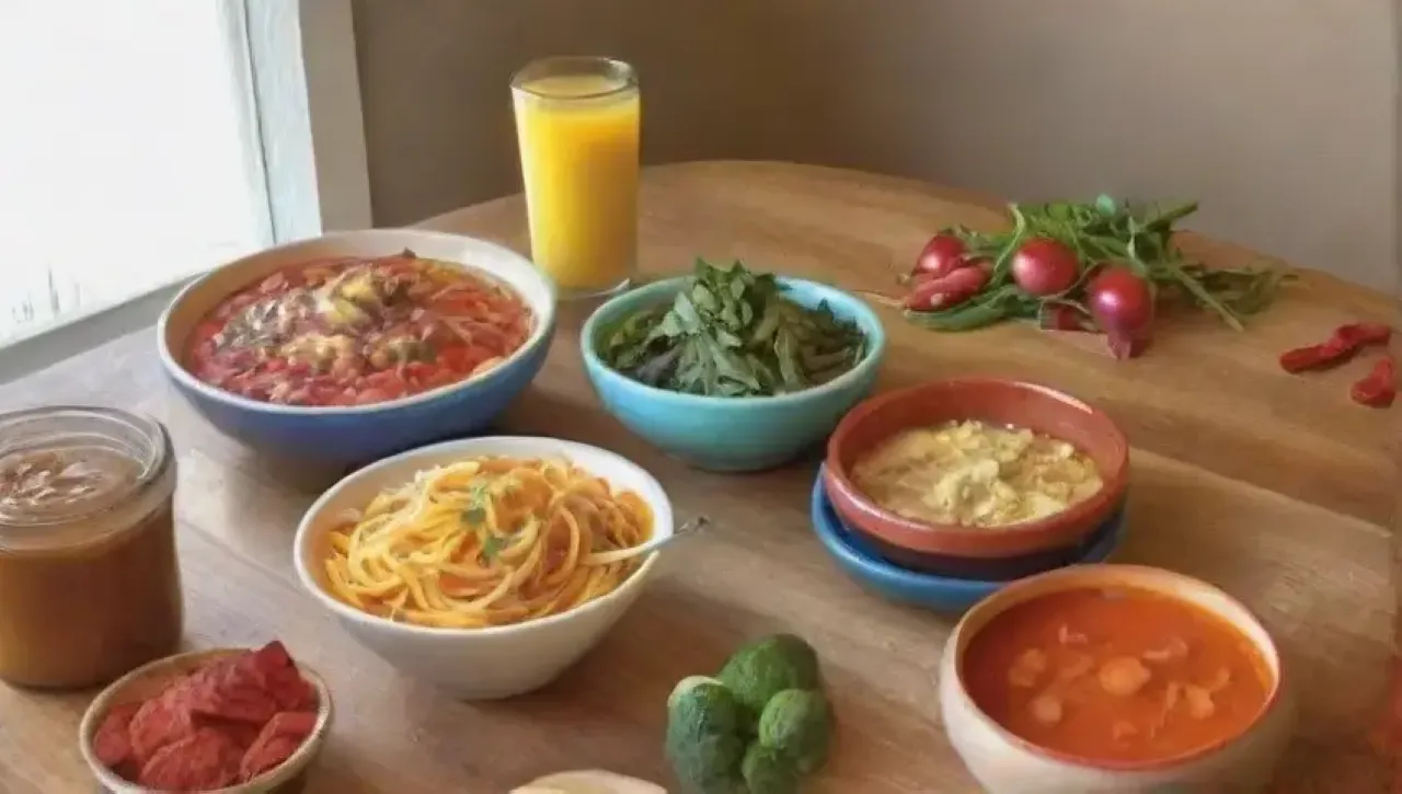 Cocina acogedora y colorida, llena de amor y deliciosas comidas compartidas