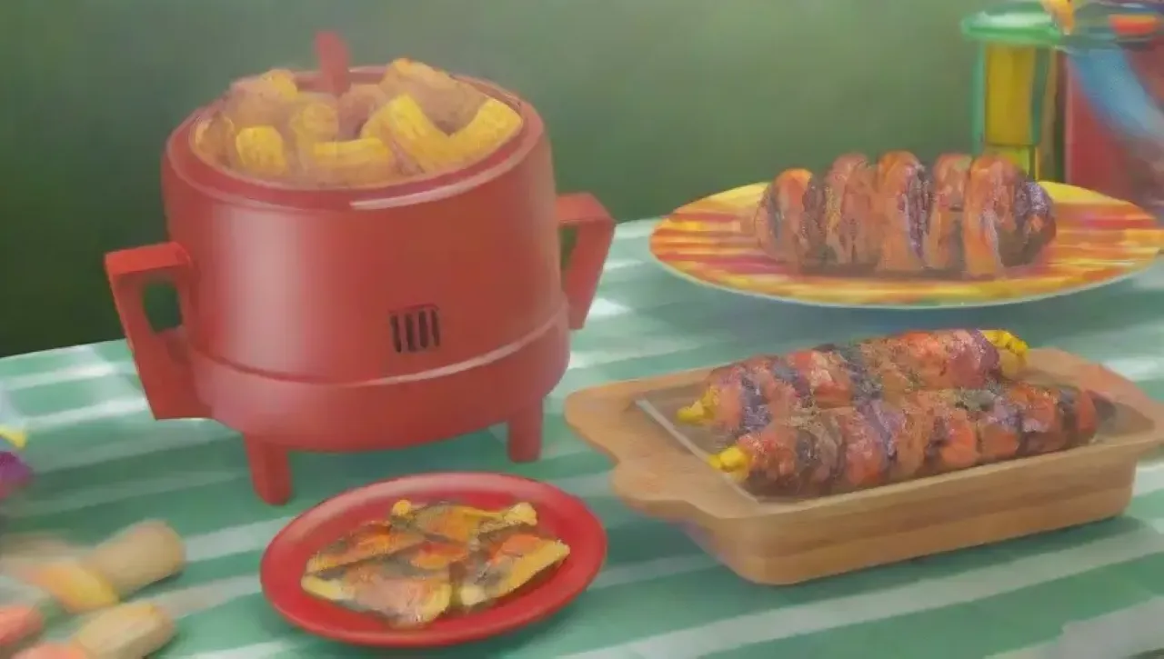 Una alegre reunión familiar de verano con deliciosa comida a la parrilla y un ambiente festivo