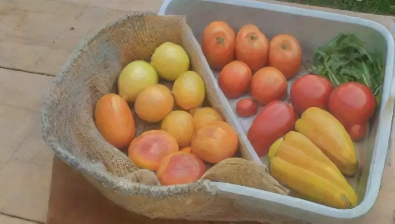 Una cocina acogedora y vibrante llena de verduras, hierbas frescas y risas familiares