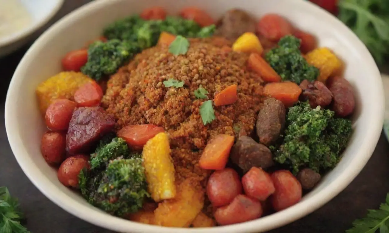 Comida armenia colorida y saludable con especias y hierbas