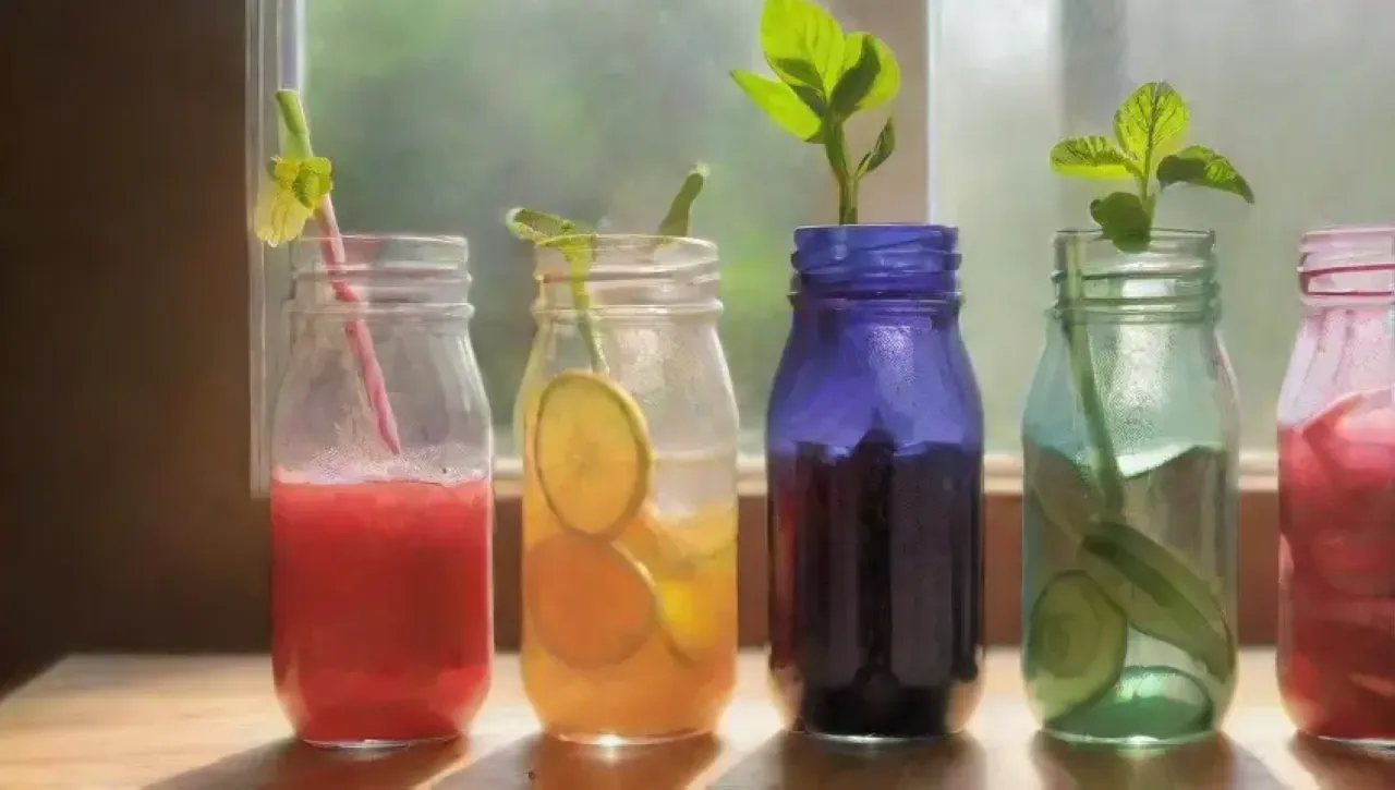 Bebidas refrescantes y coloridas en un ambiente saludable y acogedor