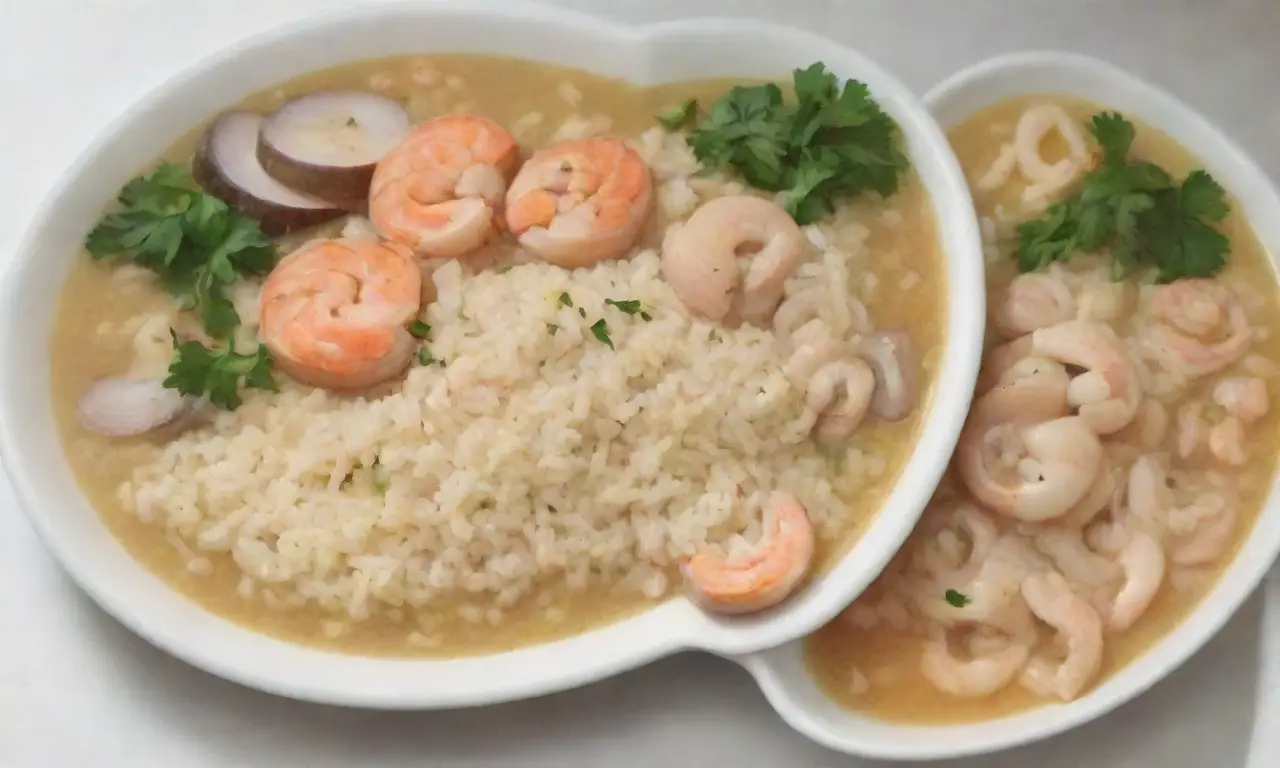 Arroz Arborio, caldo, vino blanco, cebolla, ajo, queso, perejil, aceite de oliva y mariscos frescos