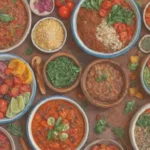 Colores vibrantes y ingredientes frescos en recetas mediterráneas saludables y nutritivas