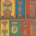 Bebidas kazajas tradicionales con coloridos diseños y un sabor refrescante festivo