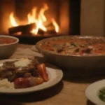 Cenas búlgaras en una acogedora noche invernal