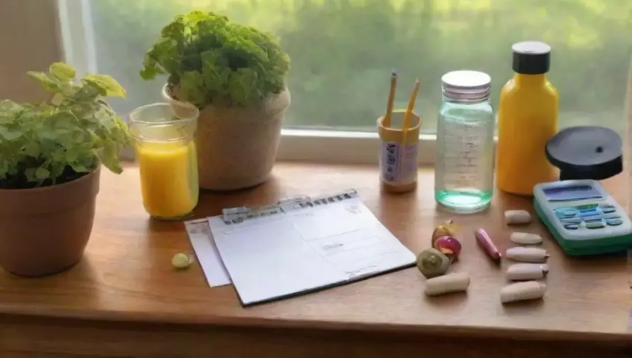 Un ambiente acogedor y vibrante lleno de suplementos, frutas, verduras y herramientas de salud