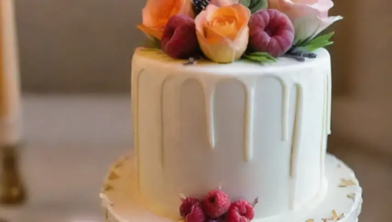 Una celebración elegante con pasteles de varios niveles, flores frescas y detalles artísticos
