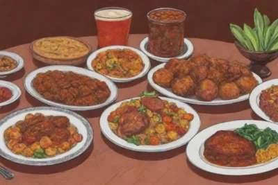 Cocina nigeriana de lujo con platos tradicionales y presentación elegante