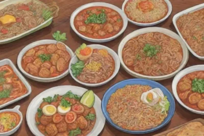 Comida filipina moderna con ilustraciones digitales y fusión cultural