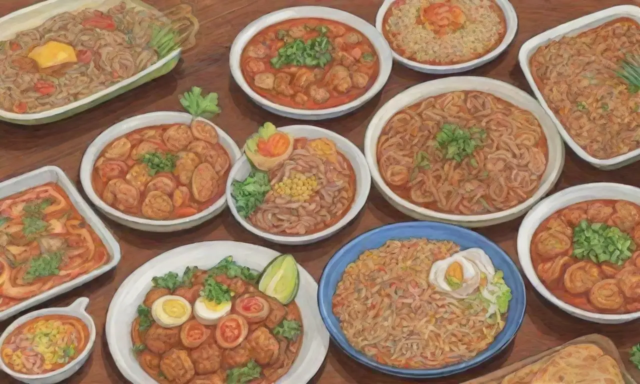 Comida filipina moderna con ilustraciones digitales y fusión cultural
