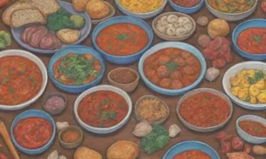 Platos coloridos y sabrosos con especias vibrantes e ingredientes saludables para compartir en familia