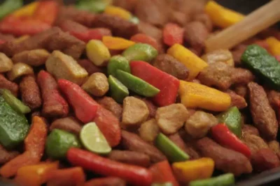 Especias coloridas y sabrosos platillos de Szechuan en una guía visual