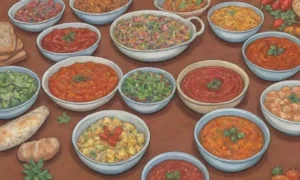 Comida colorida y sabrosa con tradiciones compartidas