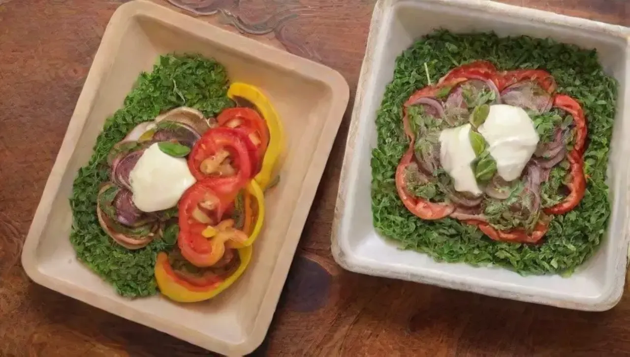 Una colorida y deliciosa disposición de ingredientes mediterráneos sobre una mesa rústica