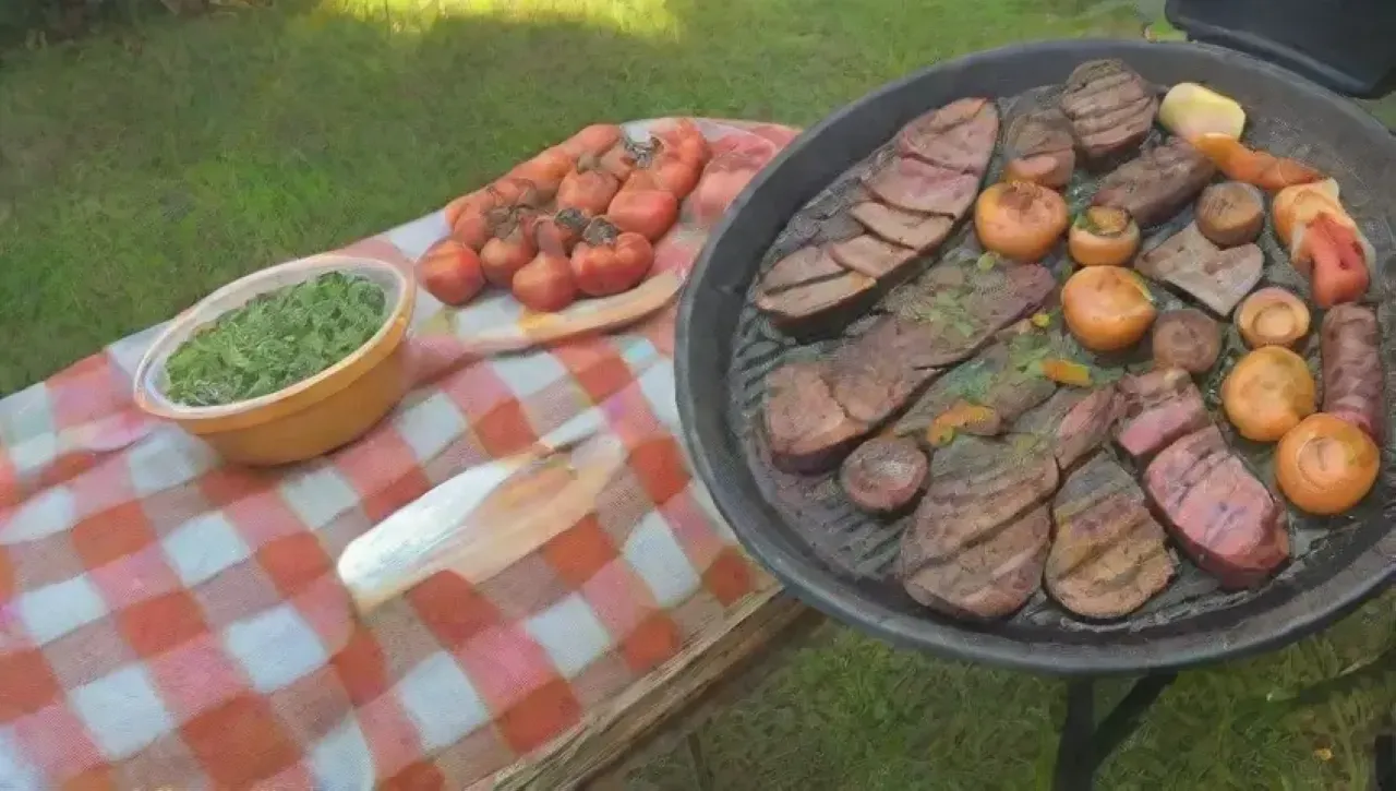 Una barbacoa vibrante con bife de chorizo, chimichurri, amigos y un ambiente acogedor