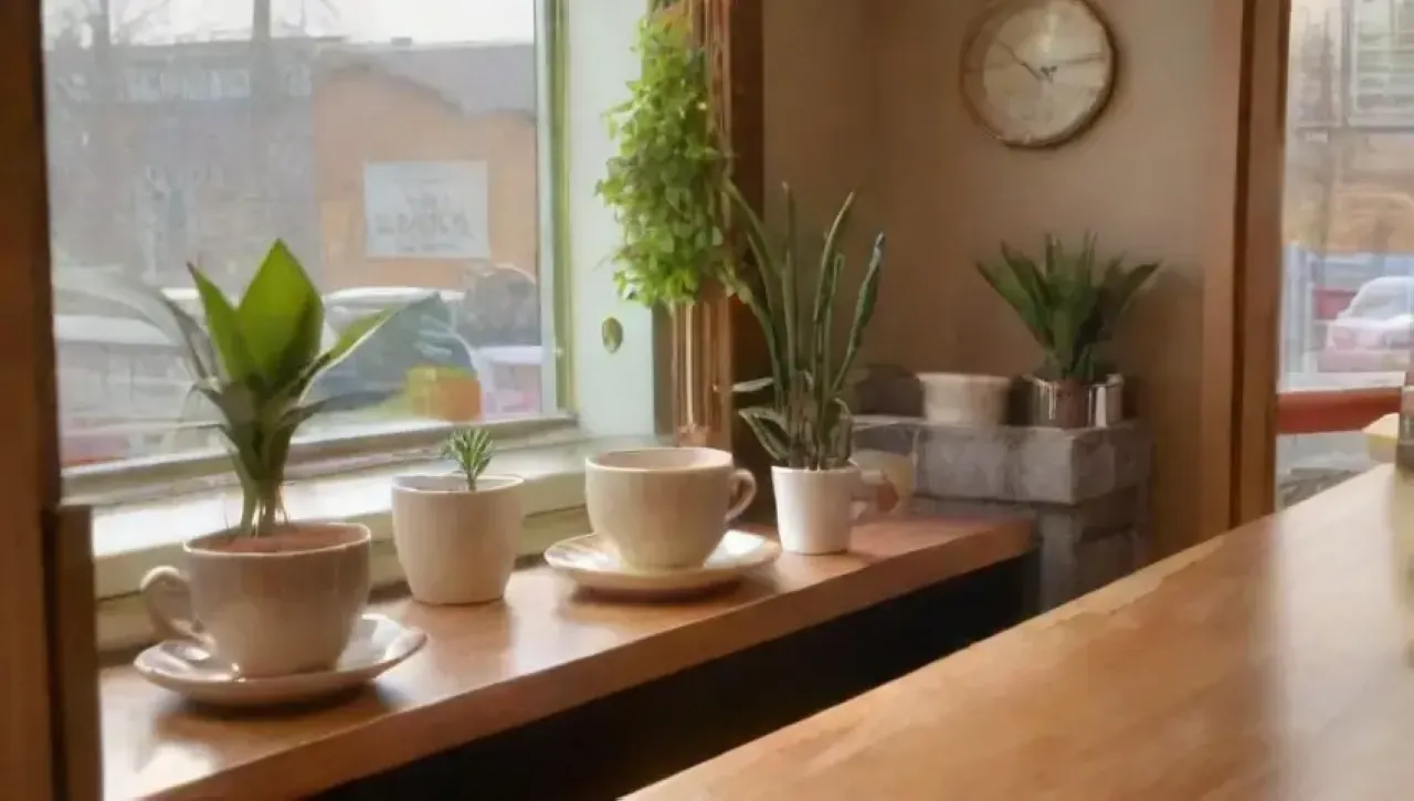 Un acogedor café con suaves cafés, aromas delicados y un ambiente sereno
