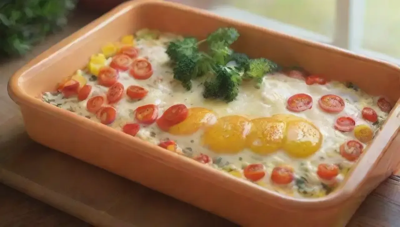 Desayuno alegre y colorido en una cocina luminosa