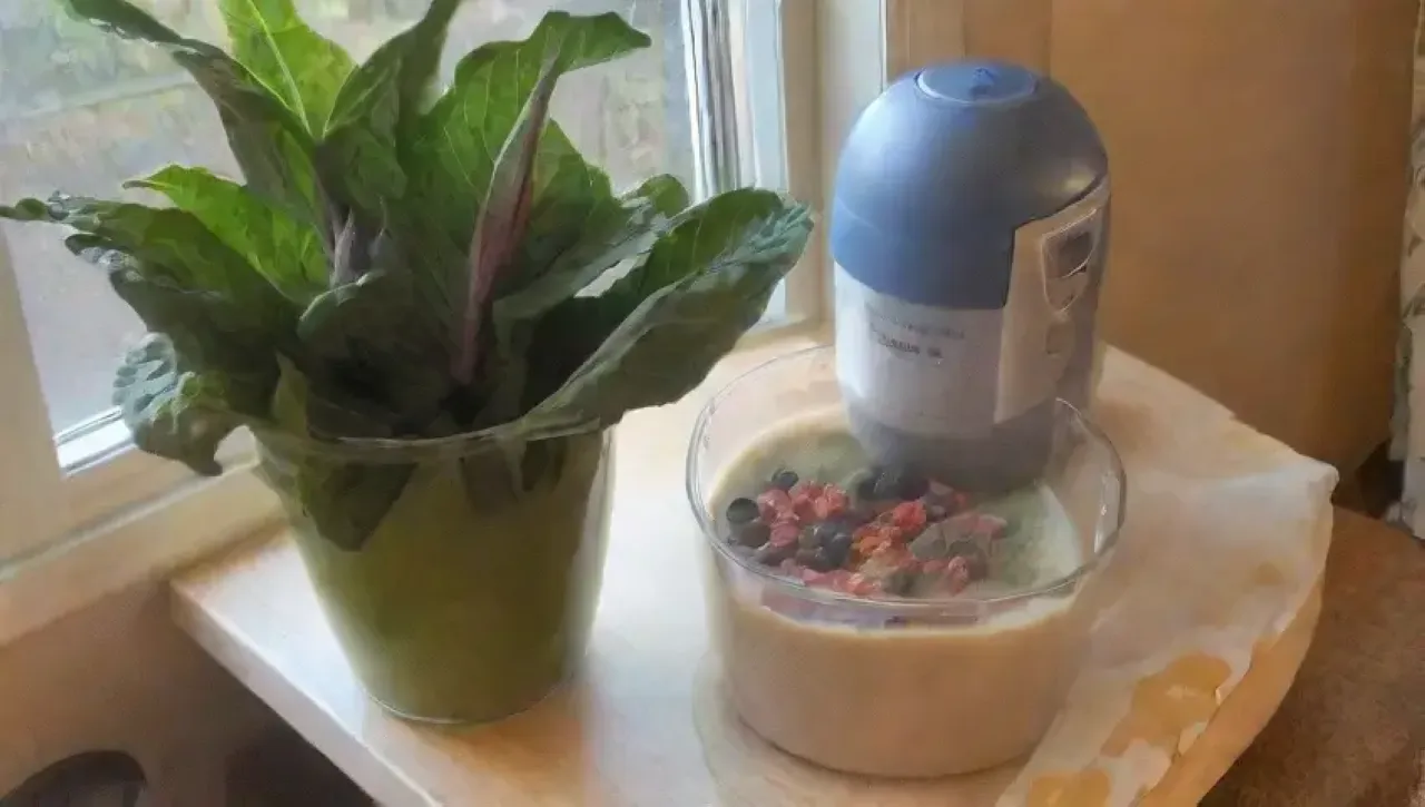 Un colorido y saludable desayuno en una cocina iluminada por el sol