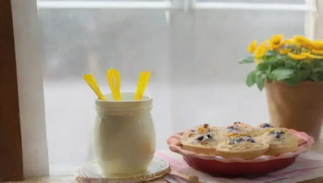 Muffins dorados y esponjosos en una cocina acogedora, llenos de aromas y risas familiares