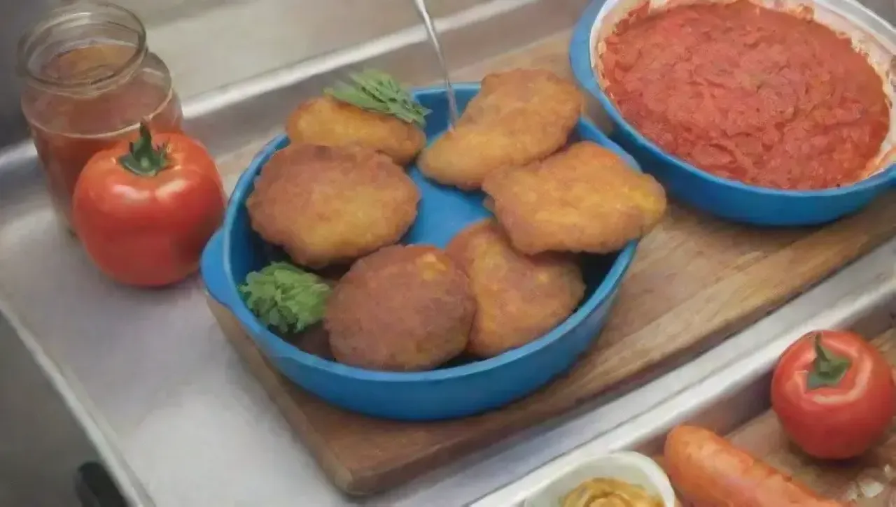 Una cocina vibrante con ingredientes frescos y el aroma de frituras en el aire