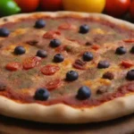 Pizza turca con colores vibrantes y toppings deliciosos