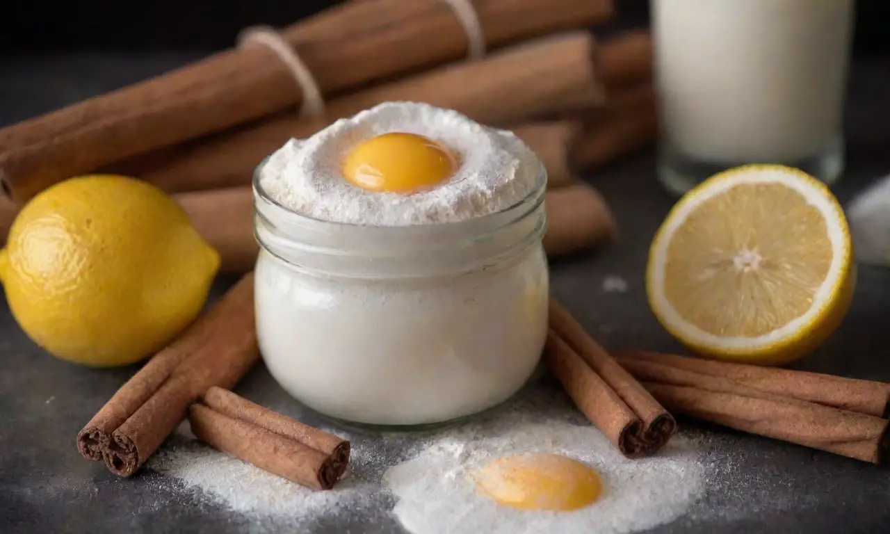 Lista de ingredientes: harina, azúcar, leche, crema, yemas de huevo, canela, ralladura de limón
