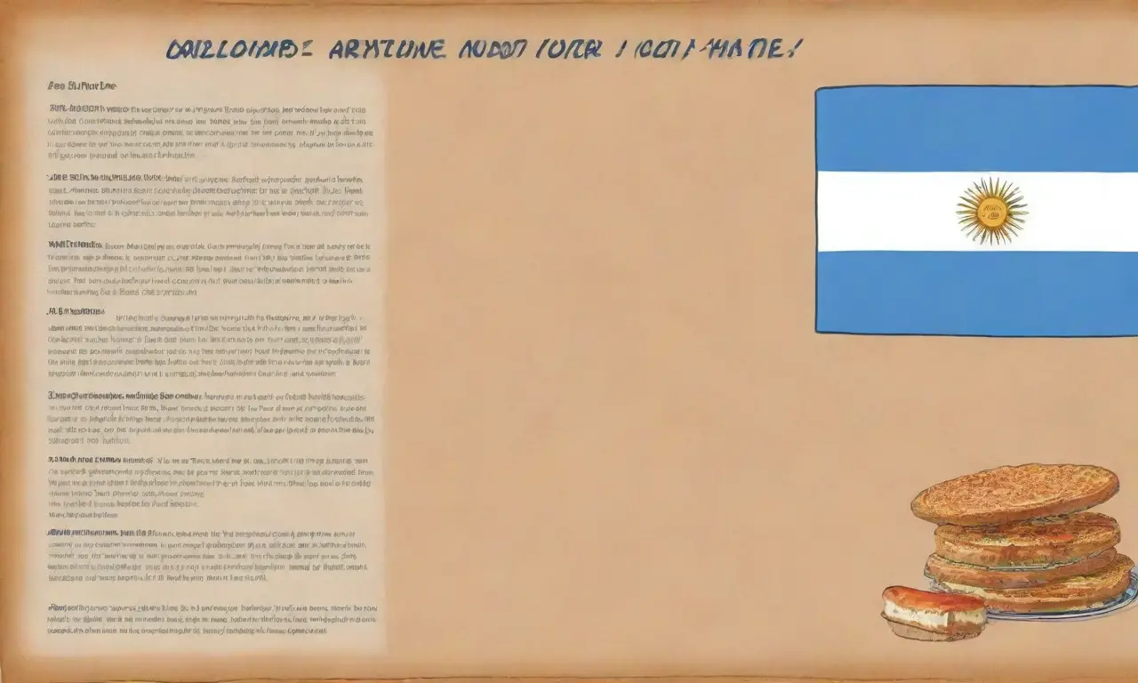 Diseño de fondo con colores de la bandera argentina y milanesa, incluyendo contexto histórico y variaciones
