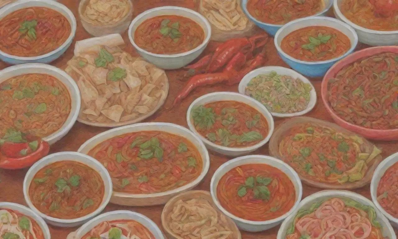 Platos tailandeses picantes y coloridos