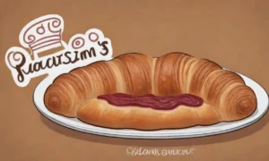 Diseño colorido con croissant hojaldre y pastelería letona