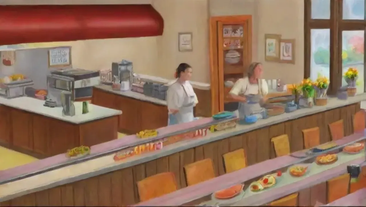 Un restaurante vibrante y acogedor, lleno de risas, buena comida y un ambiente comunitario