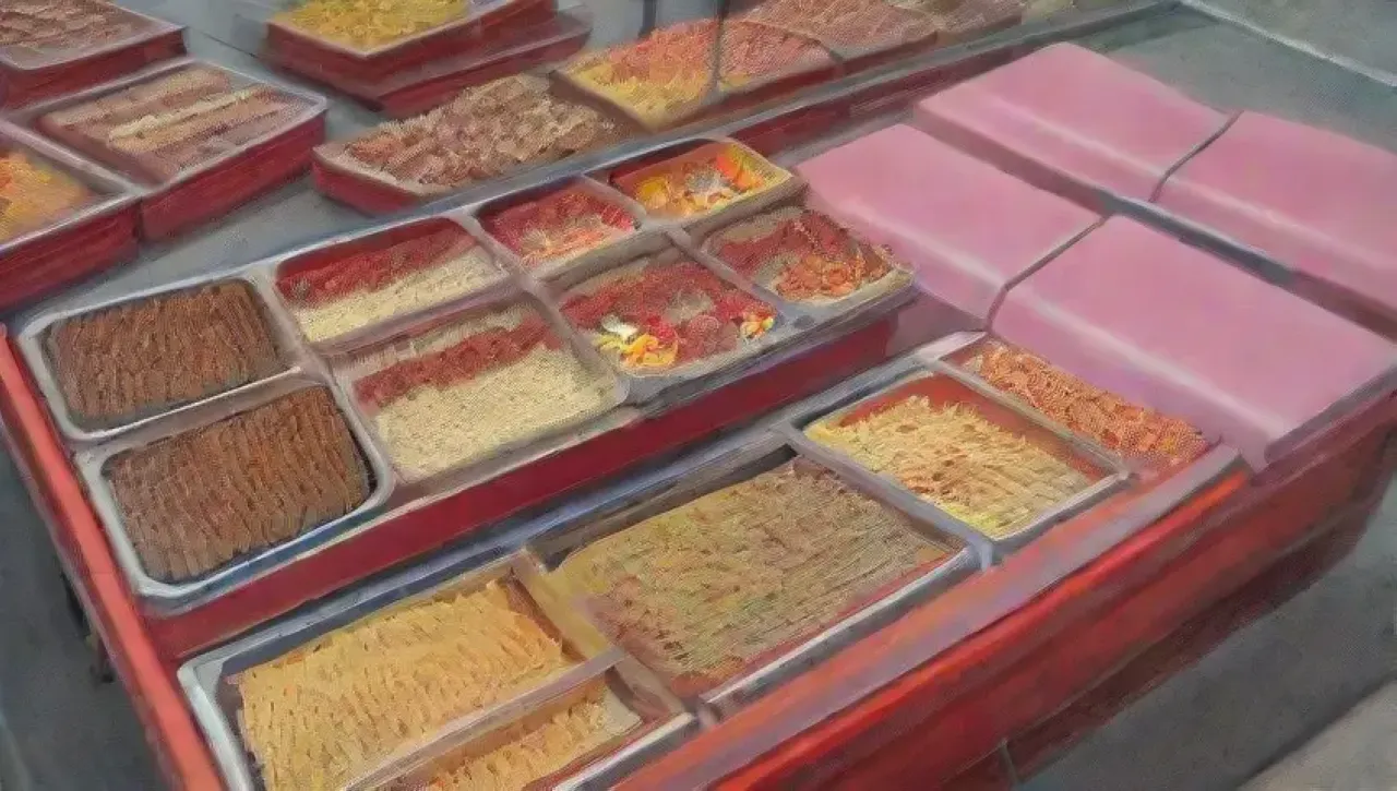 Restaurante de comida rápida vibrante y bullicioso con menús coloridos y familias disfrutando