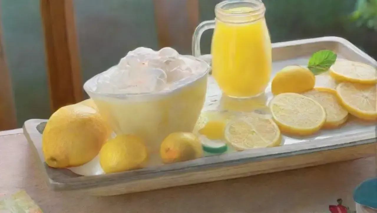 Un alegre día de verano en la cocina, con limones, pudín, amigos y risas