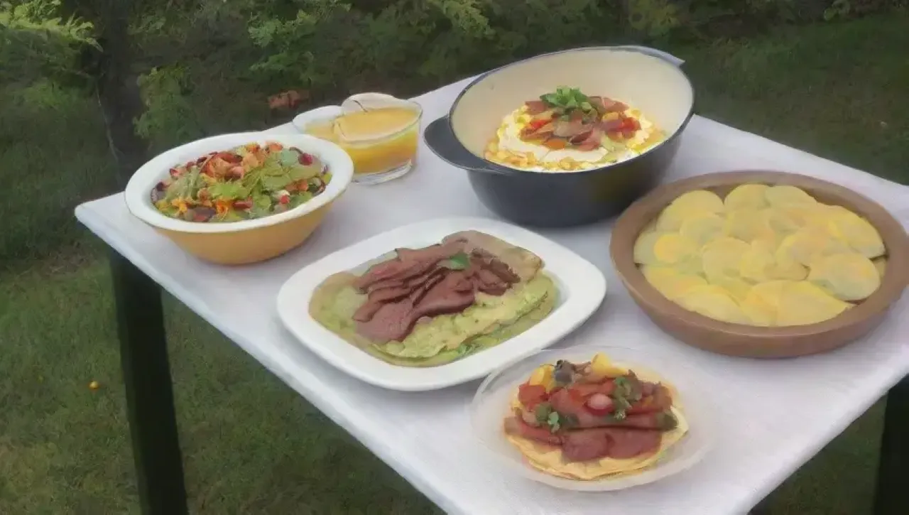 Desayuno colorido y acogedor con ingredientes saludables y aromas deliciosos