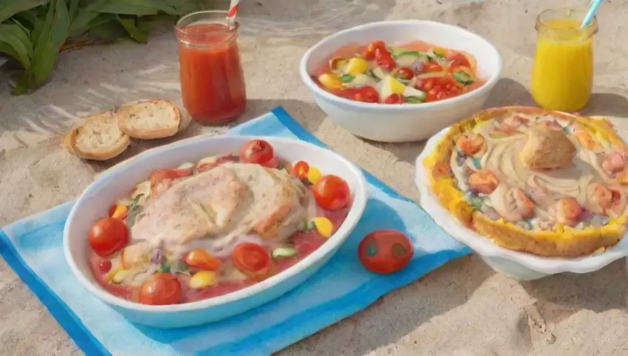 Un día soleado en la playa con tapas, risas y momentos felices