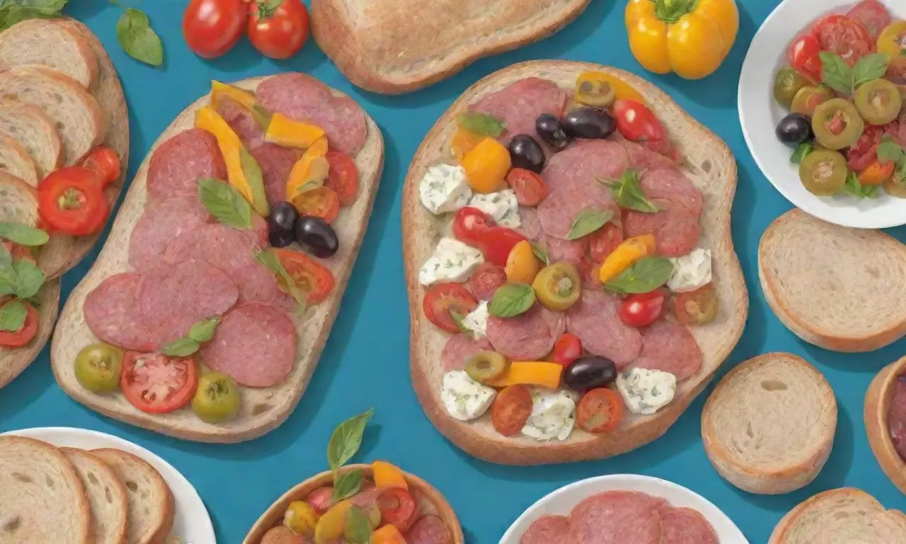 Ingredientes clave para un gran antipasto: aceitunas, embutidos, quesos, vegetales, hierbas, pan y presentación colorida