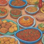 Cocina cubana vibrante y festiva con colores