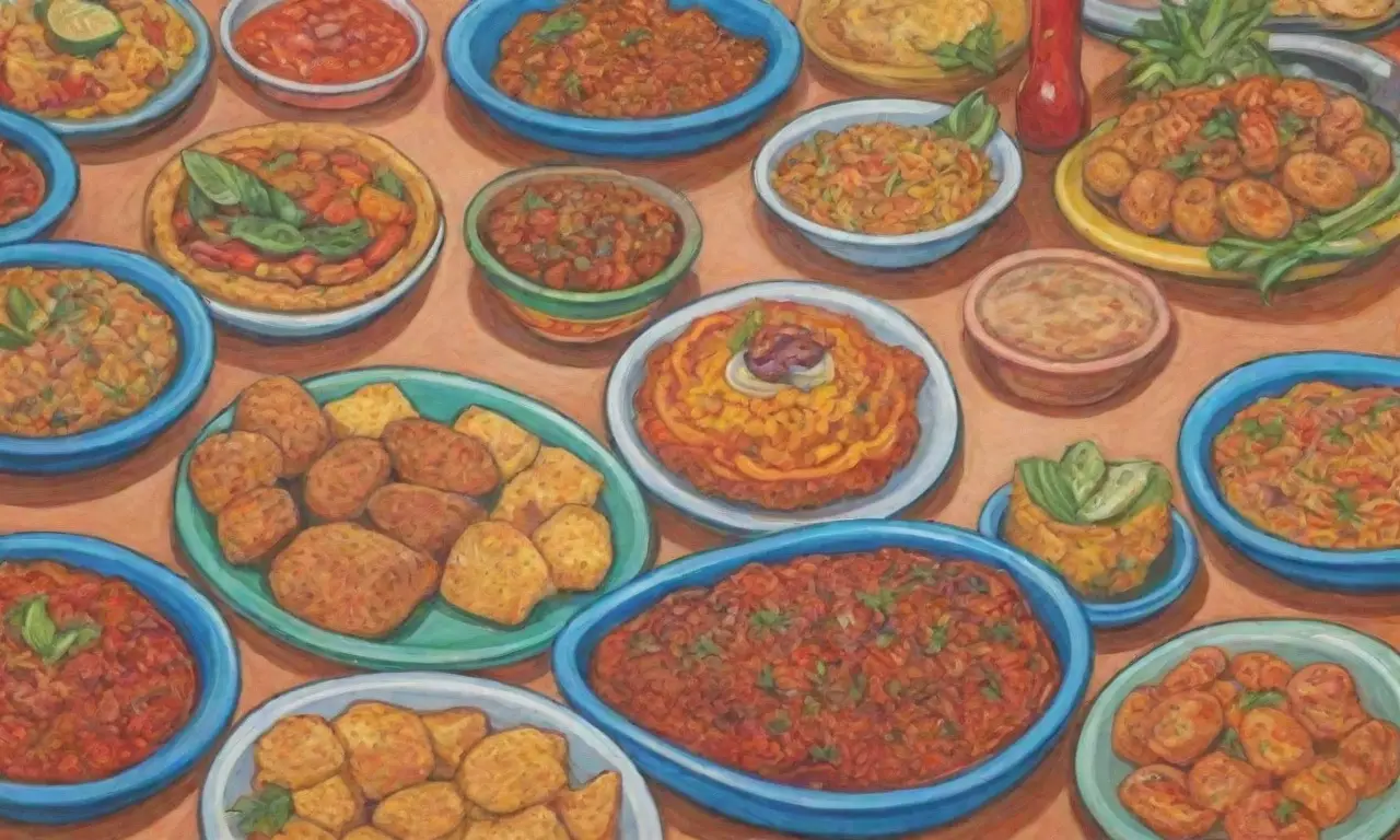 Cocina cubana vibrante y festiva con colores