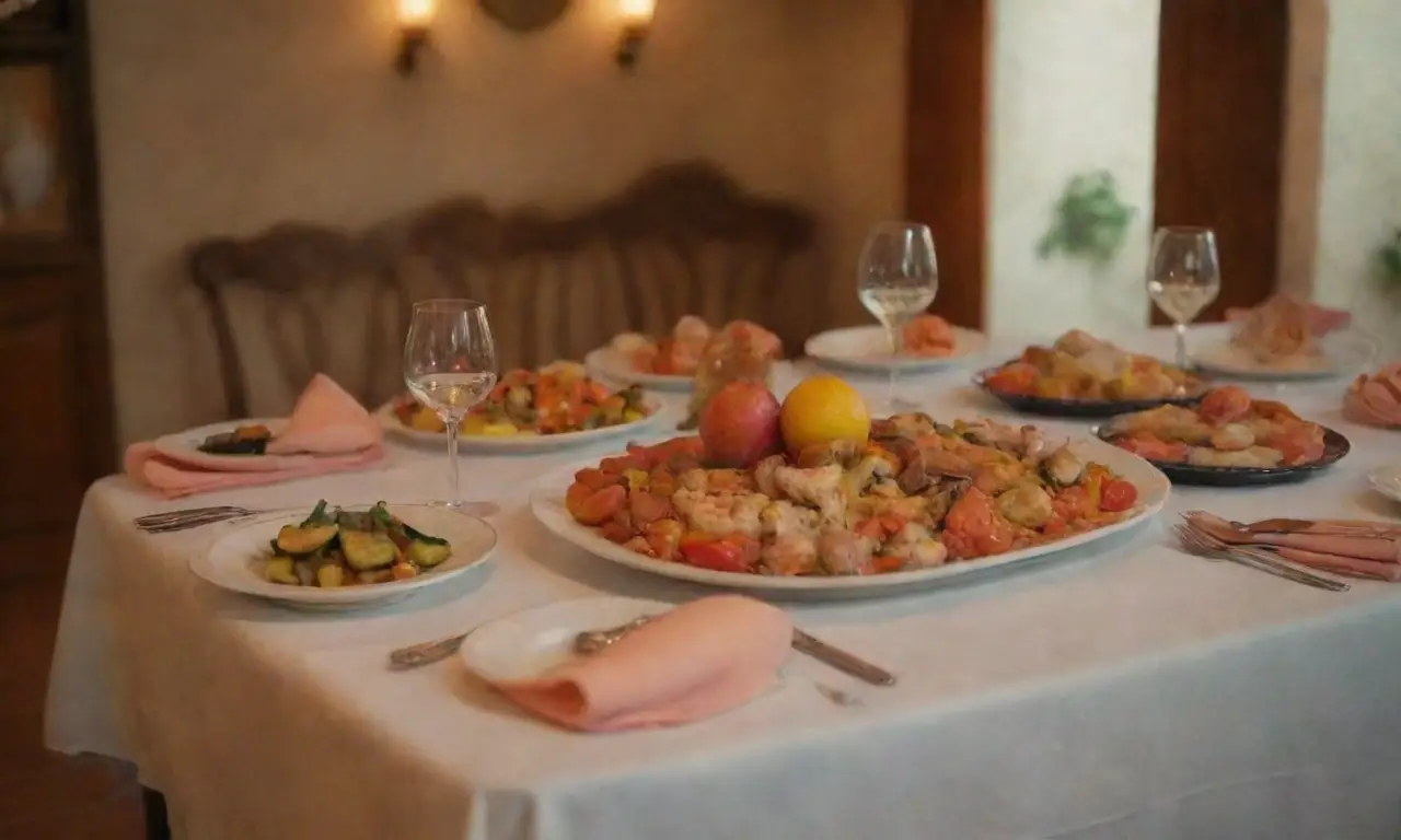 Mesa colorida con platos portugueses